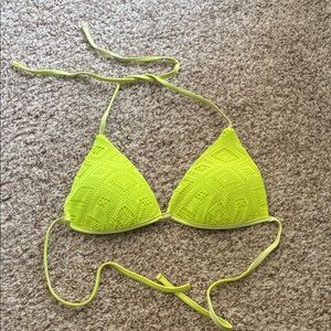 Neon Yellow Crochet Bikini Top